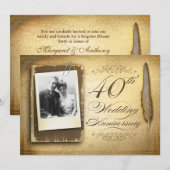 Invitation Cartons d'invitation vintage pour les 40 ans de ma (Devant / Derrière)
