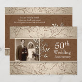 Invitation Cartons d'invitation vintage pour les 50 ans de ma (Devant / Derrière)