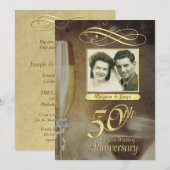 Invitation Cartons d'invitation vintage pour les 50 ans de ma (Devant / Derrière)