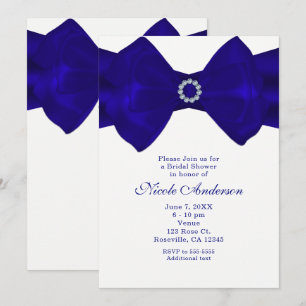 Invitation Cartons élégants ruban bleu royal & diamants