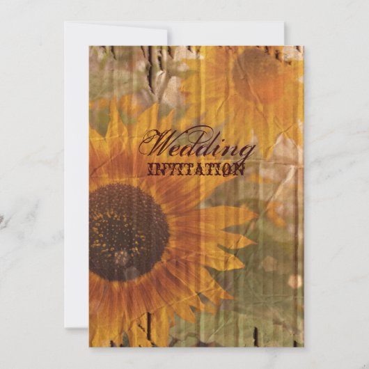 Invitation cartons rustiques pays mariage de tournesol (Devant)