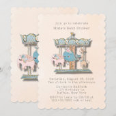 Invitation Cartoon Animaux Baby shower carrousel (Devant / Derrière)