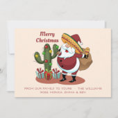 Invitation Cartoon cactus and Santa Claus wearing a sombrero (Devant)