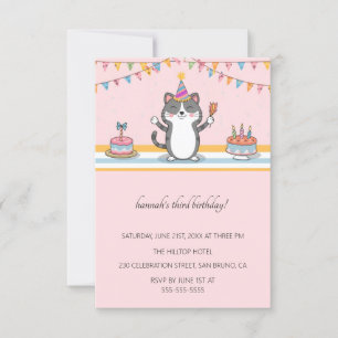 Invitation Cartoon Cats Purr-fect pour enfants fête d'anniver
