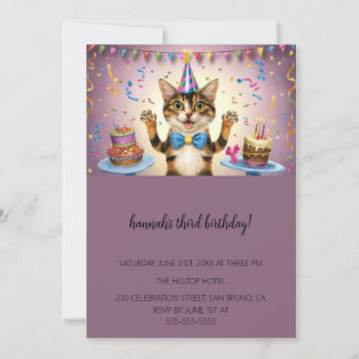 Invitation Cartoon Cats Purr-fect pour enfants fête d'anniver