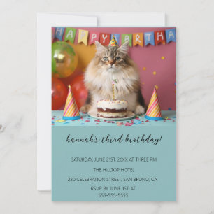 Invitation Cartoon Cats Purr-fect pour enfants fête d'anniver
