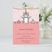 Invitation Cartoon Cats Purr-fect pour enfants fête d'anniver (Debout devant)