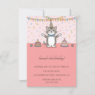 Invitation Cartoon Cats Purr-fect pour enfants fête d'anniver