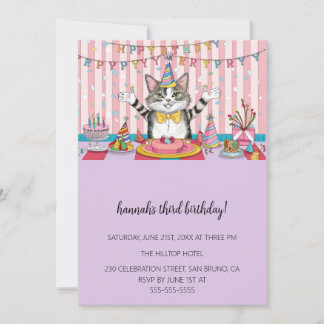 Invitation Cartoon Cats Purr-fect pour enfants fête d'anniver