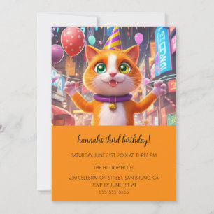 Invitation Cartoon Cats Purr-fect pour enfants fête d'anniver
