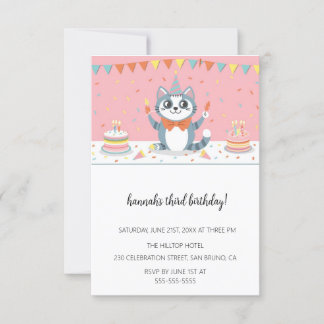 Invitation Cartoon Cats Purr-fect pour enfants fête d'anniver
