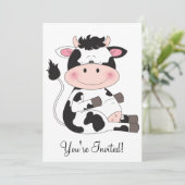 Invitation Cartoon de vache bébé mignon (Debout devant)