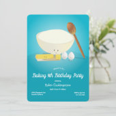Invitation Cartoon Food Characters Blue Baking Birthday Party (Debout devant)