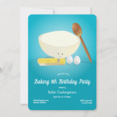 Invitation Cartoon Food Characters Blue Baking Birthday Party (Devant)