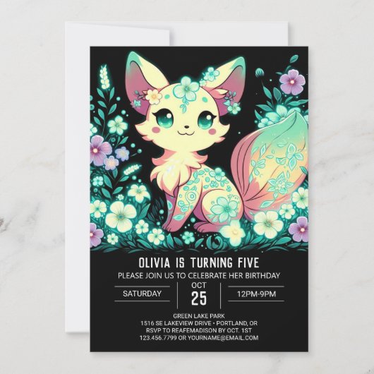 Invitation Cartoon Fox Digital Anniversaire (Devant)