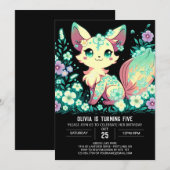 Invitation Cartoon Fox Digital Anniversaire (Devant / Derrière)