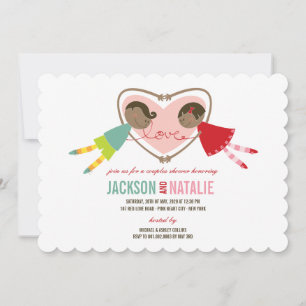 Invitation Cartoon garçon fille amour coeur Couples Wedding s