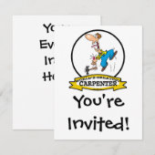 INVITATION CARTOON HOMME CARPENTER II LE PLUS GRAND AU MONDE (Devant / Derrière)