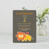 Invitation Cartoon mignon Lion jaune Enfants Photo Anniversai (Debout devant)
