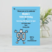 Invitation Cartoon mignon Male Blue 90e fête d'anniversaire (Debout devant)