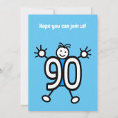 Invitation Cartoon mignon Male Blue 90e fête d'anniversaire (Dos)