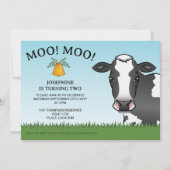 Invitation Cartoon mignon Vache noir et blanc Anniversaire de (Devant)