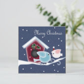 Invitation Cartoon mistletoe Inséparables Notre premier Noël (Debout devant)