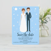 Invitation Cartoon Moderne Mariée & Salle Enregistrer La Date (Debout devant)