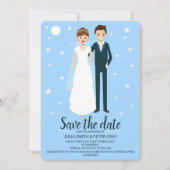 Invitation Cartoon Moderne Mariée & Salle Enregistrer La Date (Devant)