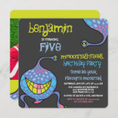 Invitation Cartoon Monster Alien Anniversaire de enfant Invit (Devant / Derrière)