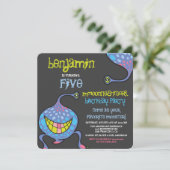 Invitation Cartoon Monster Alien Anniversaire de enfant Invit (Debout devant)