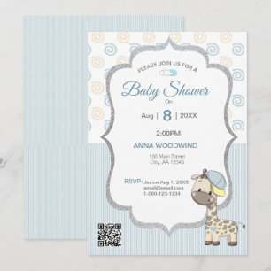 Invitation Cartoon personnalisé Baby Boy Giraffe