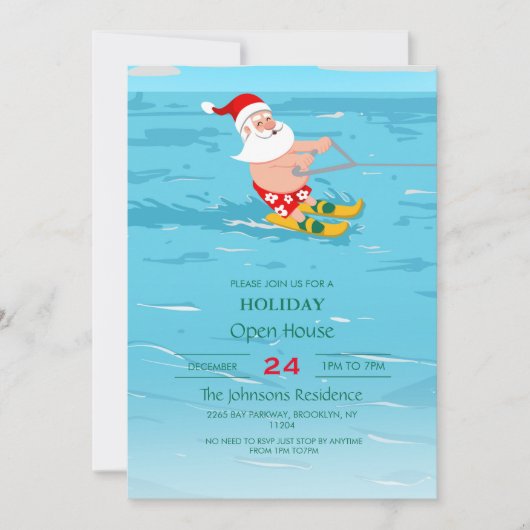 Invitation Cartoon Santa Claus la navigation (Devant)