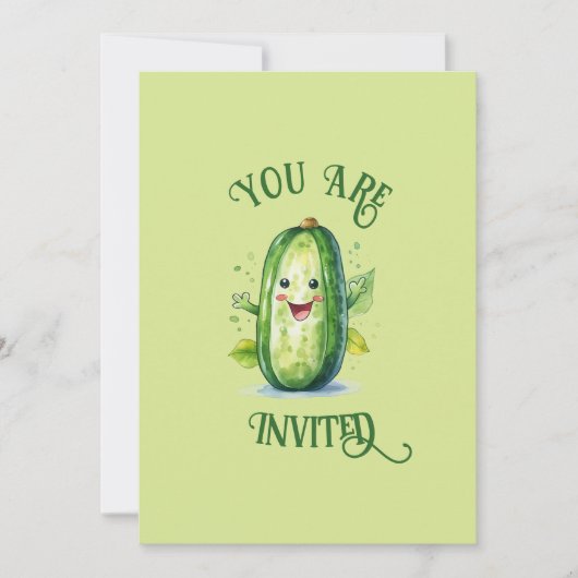 Invitation Cartoon vert mignon Picket Anniversaire (Devant)