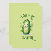Invitation Cartoon vert mignon Picket Anniversaire (Devant / Derrière)