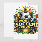 Invitation Cartoon World Soccer 2026 T-Shirt Design – Fun Foo (Devant / Derrière)