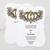 Invitation Cartouche Baroque Rococo Cœurs Flamboyants & Oisea (Devant / Derrière)