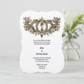 Invitation Cartouche Baroque Rococo Cœurs Flamboyants & Oisea (Debout devant)