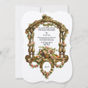 Invitation Cartouche d'autel floral baroque rococo coloré