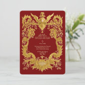 Invitation Cartouche de mariage Baroque Rococo couleur (Debout devant)