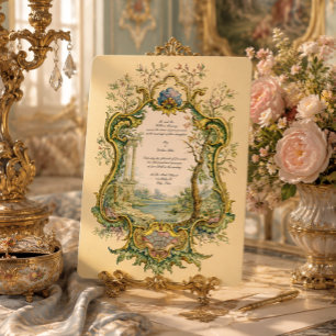 Invitation Cartouche de mariage couleur baroque rococo rétro