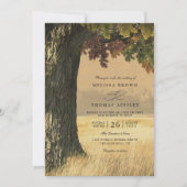 Invitation Carved Oak Tree Country Rustic QR Code Wedding (Devant)