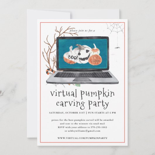 Invitation Carving Citrouille virtuel | Fête d'Halloween (Devant)