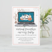 Invitation Carving Citrouille virtuel | Fête d'Halloween (Debout devant)