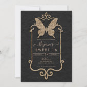 Invitation Casa Mariposa rose et noir papillon doux 16 (Devant)