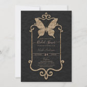 Invitation Casa Mariposa Rose & Papillon Noir Mariage (Devant)