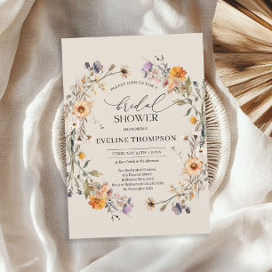 Invitation Cascade chute fleur sauvage couronne bleu orange