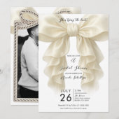 Invitation Cascade de dentelle en crêpe noeud papillon mariag (Devant / Derrière)