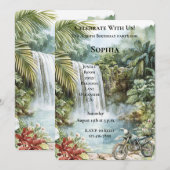 Invitation Cascade de la Jungle Moto Tropicale Anniversaire (Devant / Derrière)