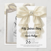 Invitation Cascade de noeud papillon crème Élégant Fête de Qu (Devant / Derrière)